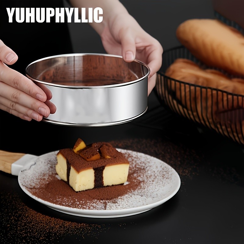 YUHUPHYLLIC Stainless Steel Fine Mesh Flour Sifter  Multi-Functional Tool for Cakes, Tarts, and Breads