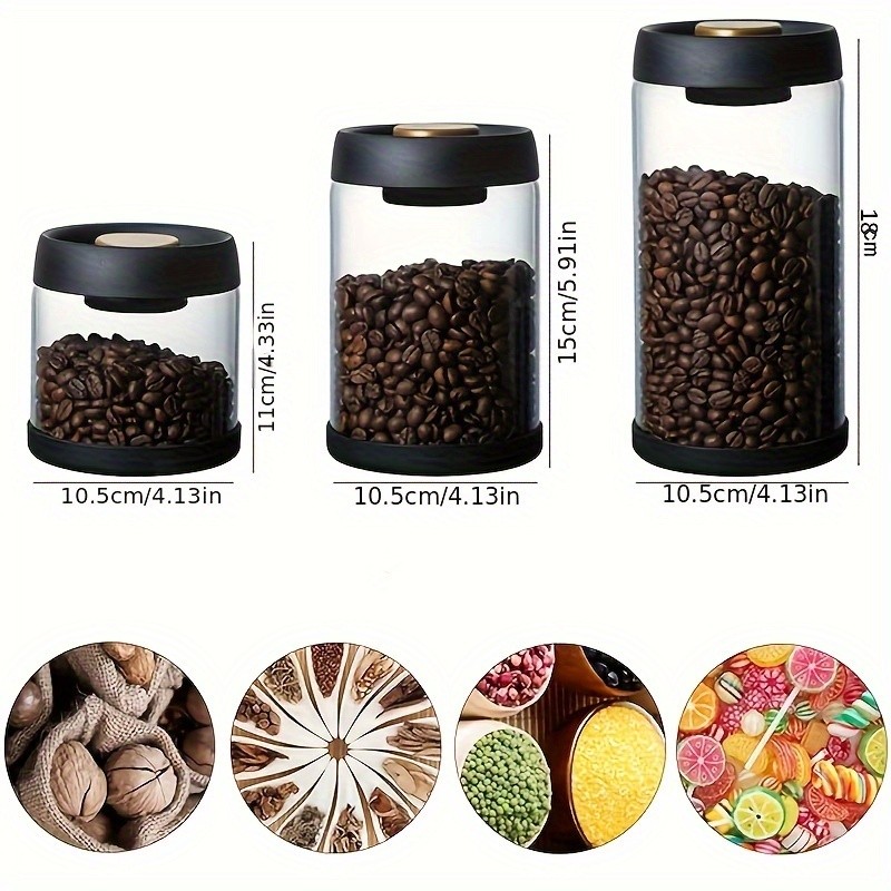 YUHUPHYLLIC Vacuum-Sealed Glass Storage Container Moisture-Proof Pressure Pump Storage Jar for Coffee Beans, Tea & Nuts
