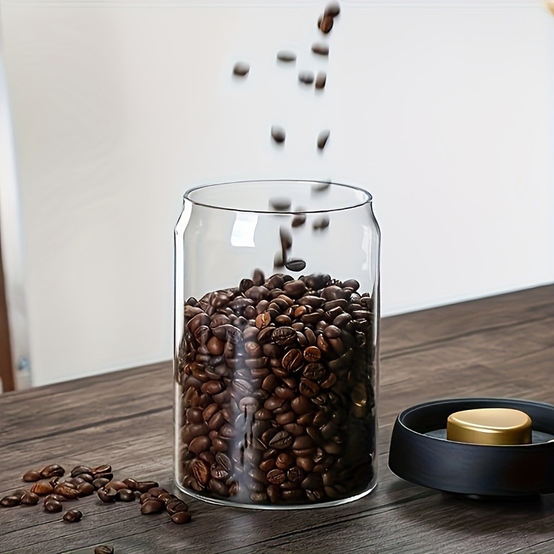 YUHUPHYLLIC Vacuum-Sealed Glass Storage Container Moisture-Proof Pressure Pump Storage Jar for Coffee Beans, Tea & Nuts