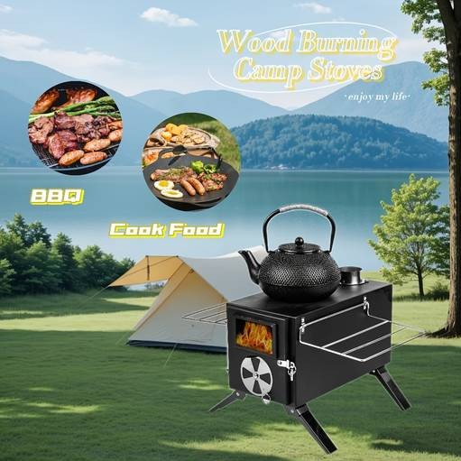 Portable Black Iron Camping Stove  Lightweight Outdoor Cooking Stove for Adventure
