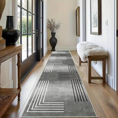 Modern Geometric Rug  Non-Slip Backing, Stylish Design for Hallways, Bedrooms, Kitchens & Bathrooms