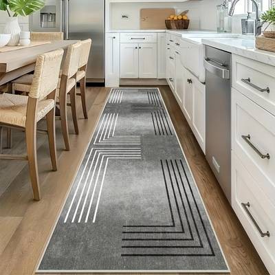 Modern Geometric Rug  Non-Slip Backing, Stylish Design for Hallways, Bedrooms, Kitchens & Bathrooms