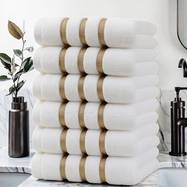 Luxury 6pcs Cotton Towel Set  Soft, Absorbent Hand Towels with Striped Pattern