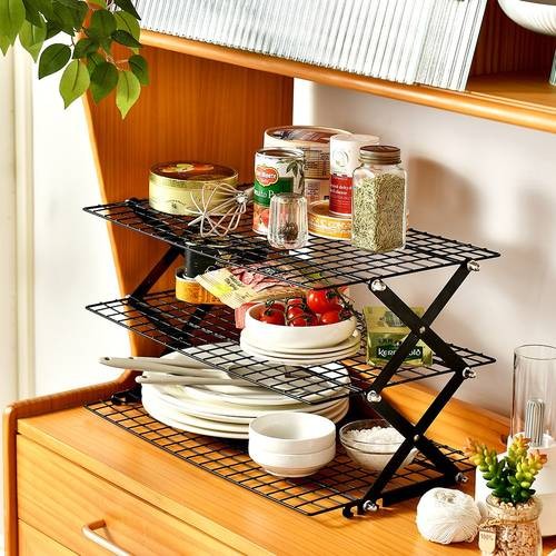 FARIDABIO 3/4 Layer Stackable Folding Cooling Rack  Heavy-Duty Metal Construction for Baking & Outdoor Use