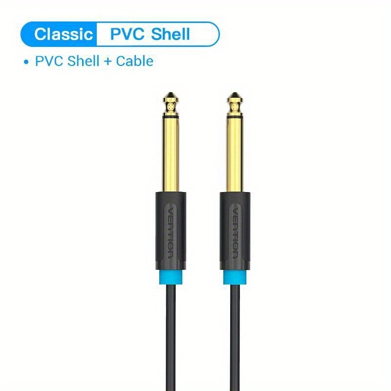 Vention Premium Guitar Aux Cable - 6.5mm Male to Male, High-Quality Audio Instrument Cord for Mixers, Speakers & Stereos