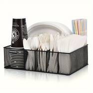 FARIDABIO Iron Metal Mesh Utensil Holder  6-Compartment Organizer for Kitchen, Office, and Camping