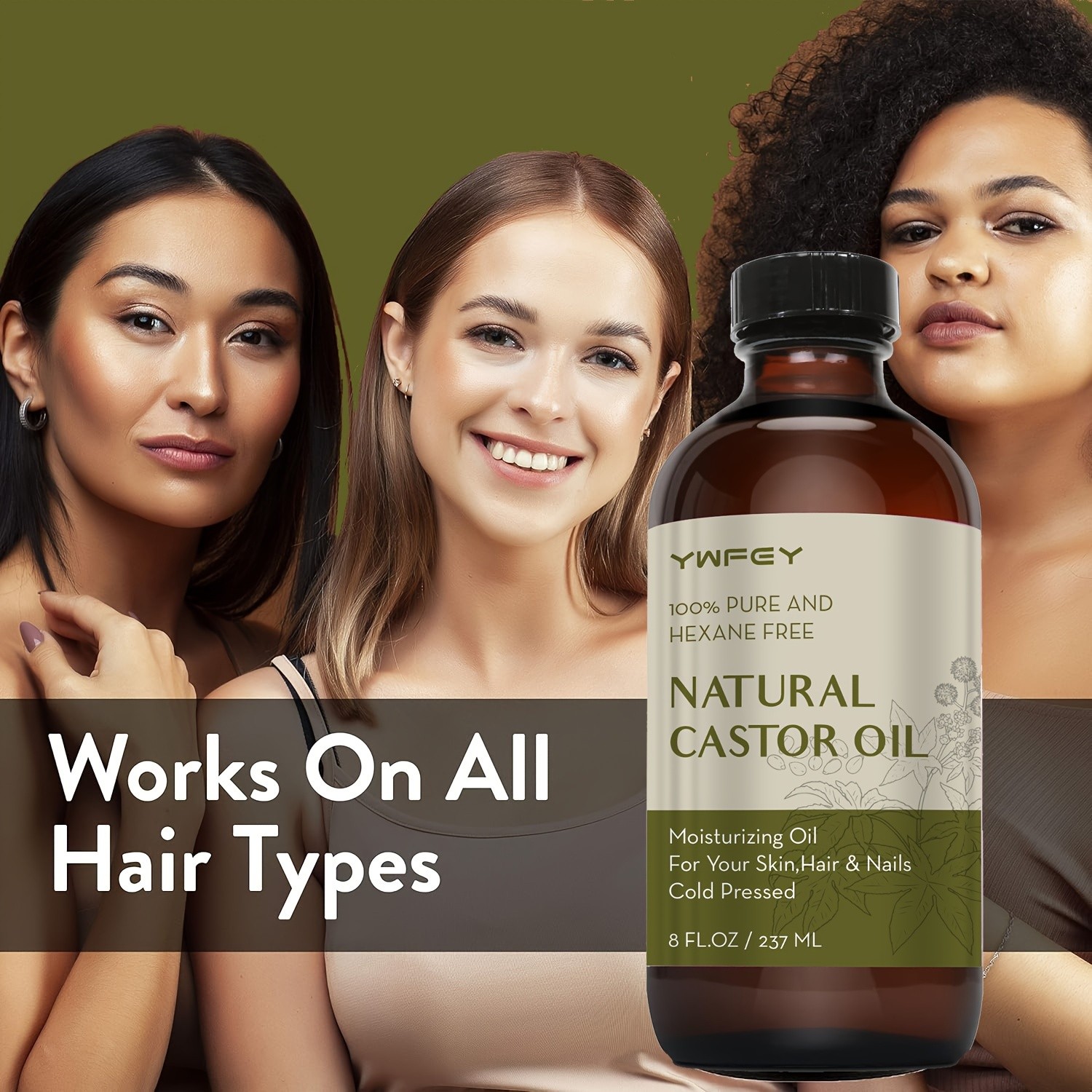 237ml Castor Oil  Cold Pressed, Rich Hydration for Hair, Skin, Lashes & Brows