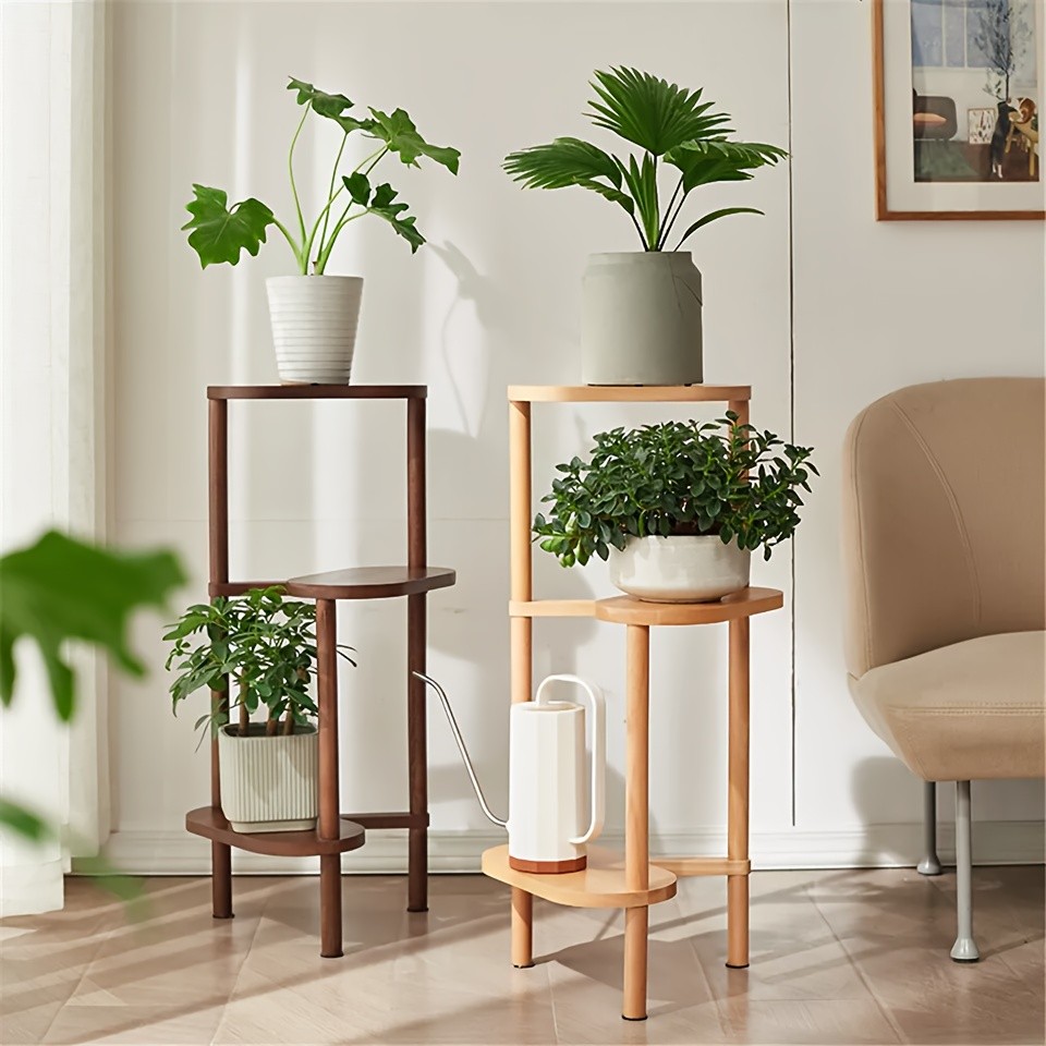 wisfor 3-Tier Bamboo Corner Plant Stand  Space-Saving and Stylish Solution for Indoor and Outdoor Use