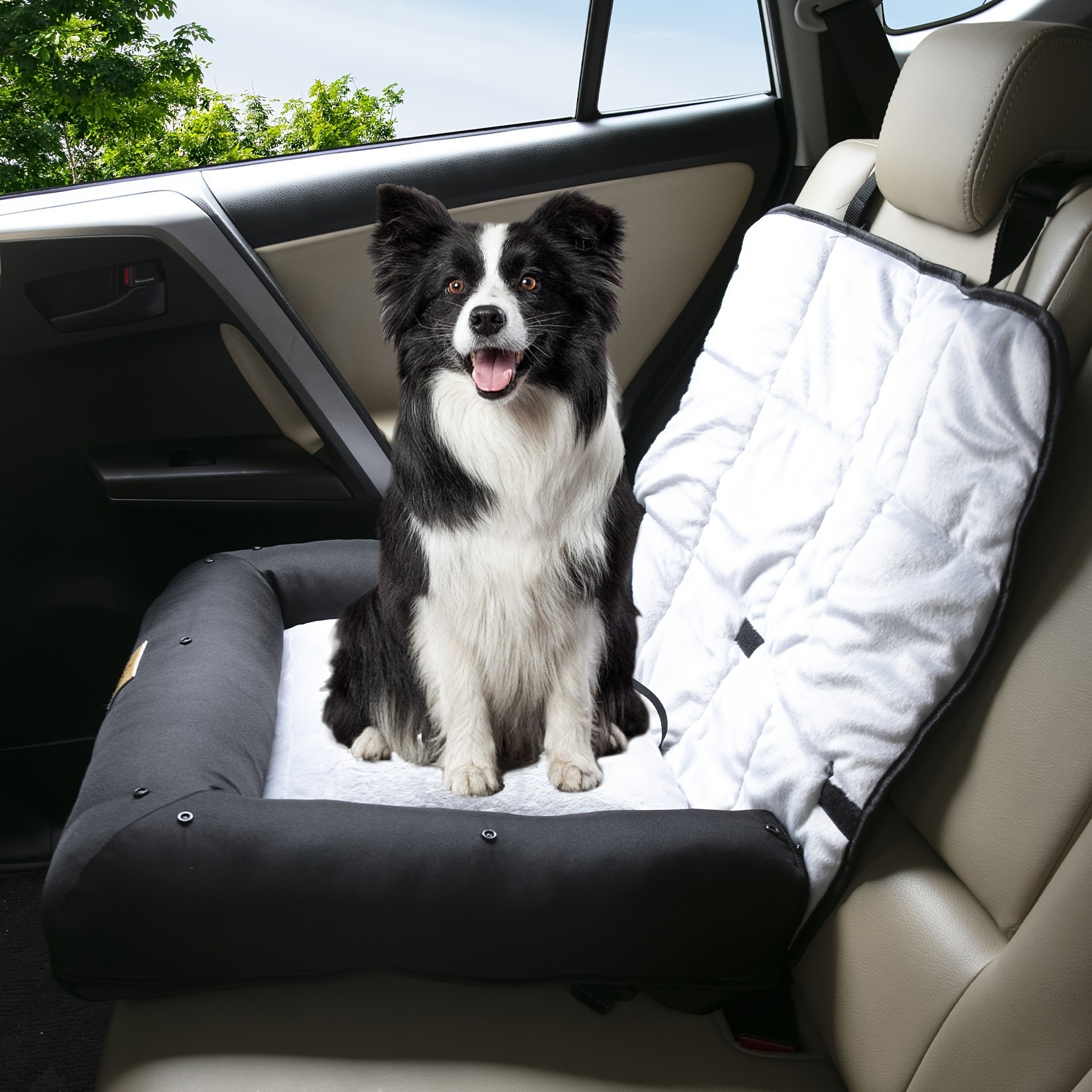 wisfor Memory Foam Dog Car Seat  Multi-Function Travel Seat with Safety Belt and Waterproof Cover for Pets