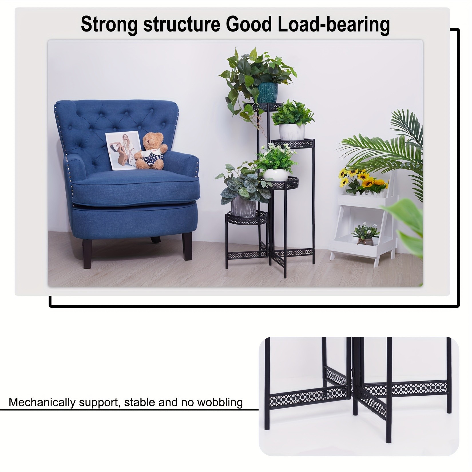 wisfor 4-Tier Folding Metal Planter Pots Holder  Elegant and Durable Storage for Indoor and Outdoor Plants