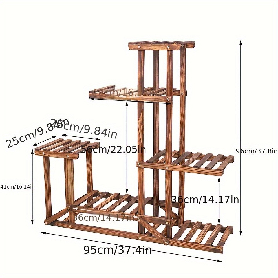 wisfor Sturdy 6-Tier Pine Wood Planter Stand  Elegant and Practical Flower Display Rack for Indoor and Outdoor Use