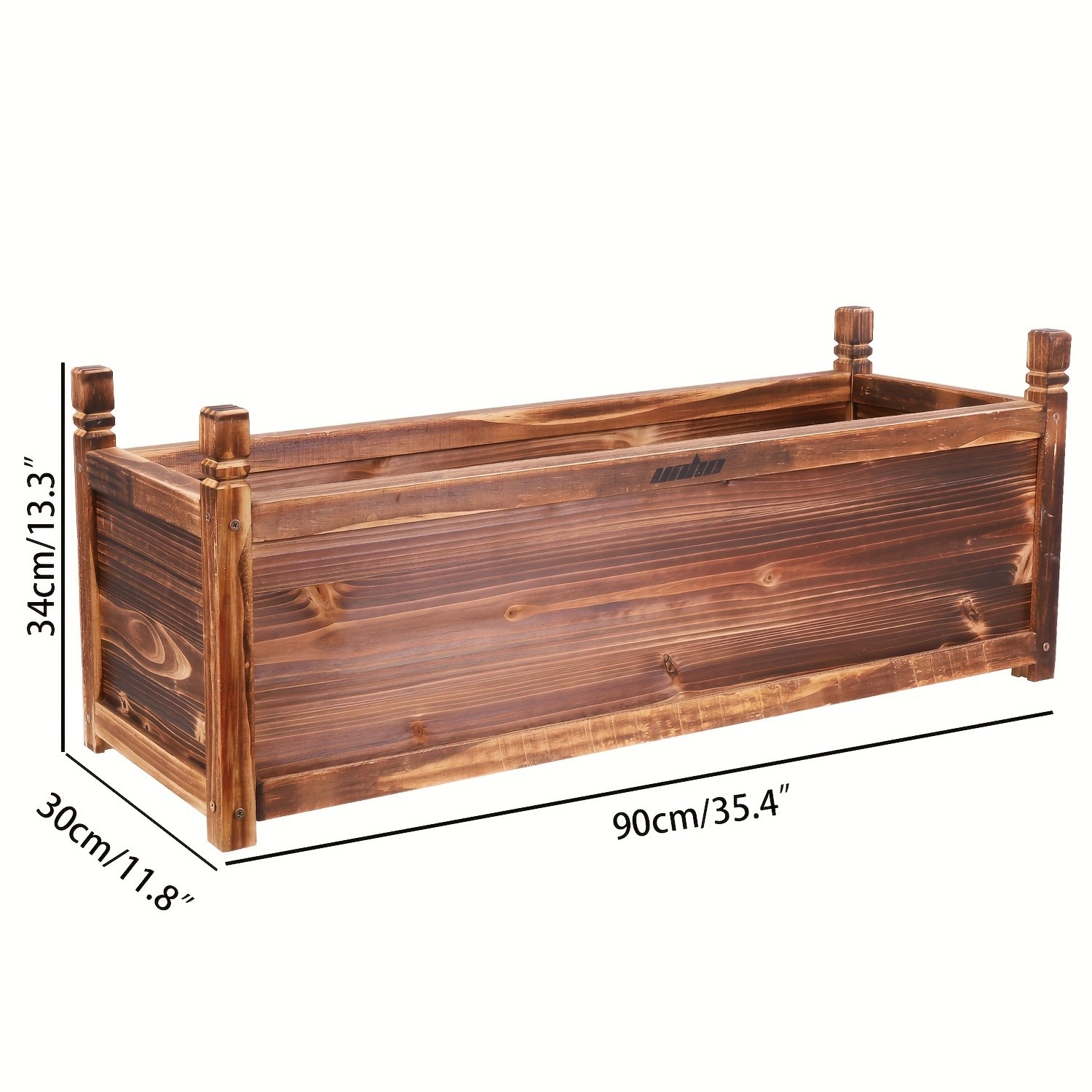 wisfor Sturdy Pine Wood Planter Box for Garden  Rustic Striped Design for Your Plants