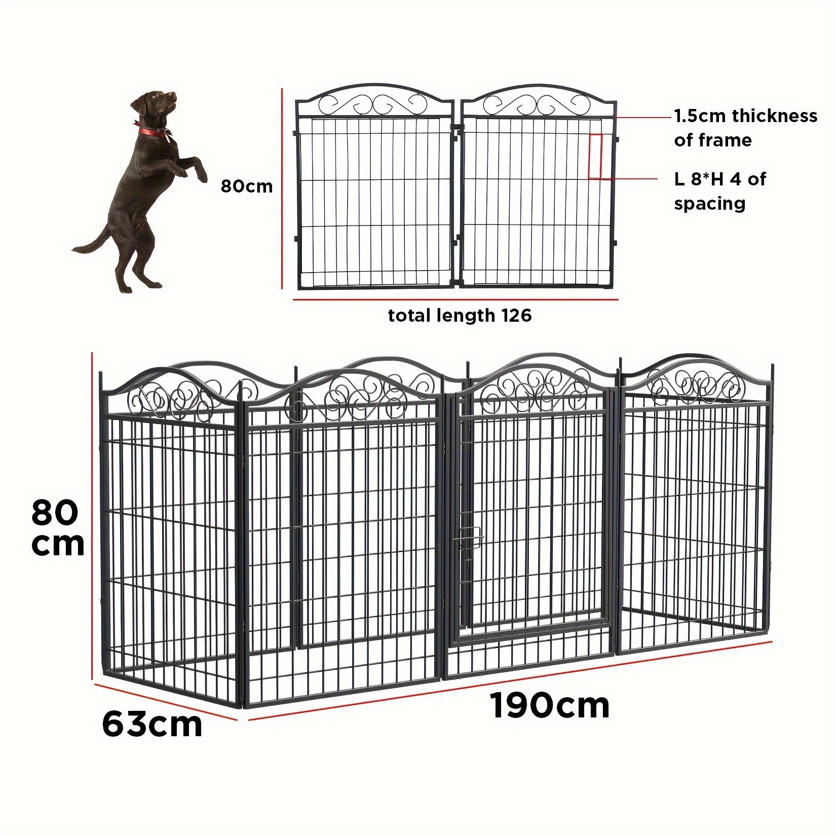 wisfor Heavy Duty Metal Dog Panel Pet Playpen  Durable and Foldable Fence for Dogs