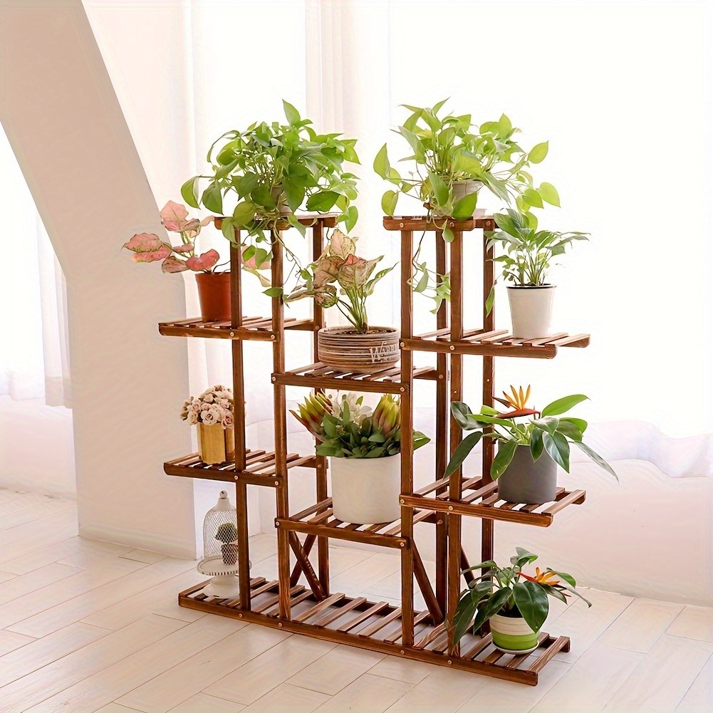 wisfor 11-Tier Wooden Plant Stand  Elegant Display Rack for Your Garden & Home