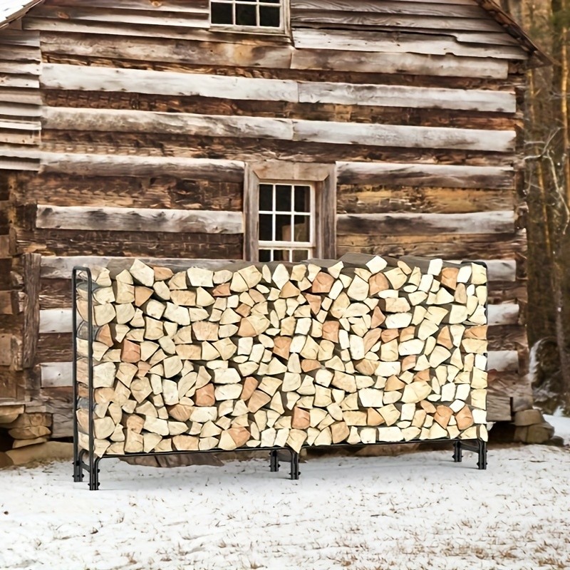 wisfor Metal Iron Firewood Rack  Heavy Duty Log Storage for Fireplace