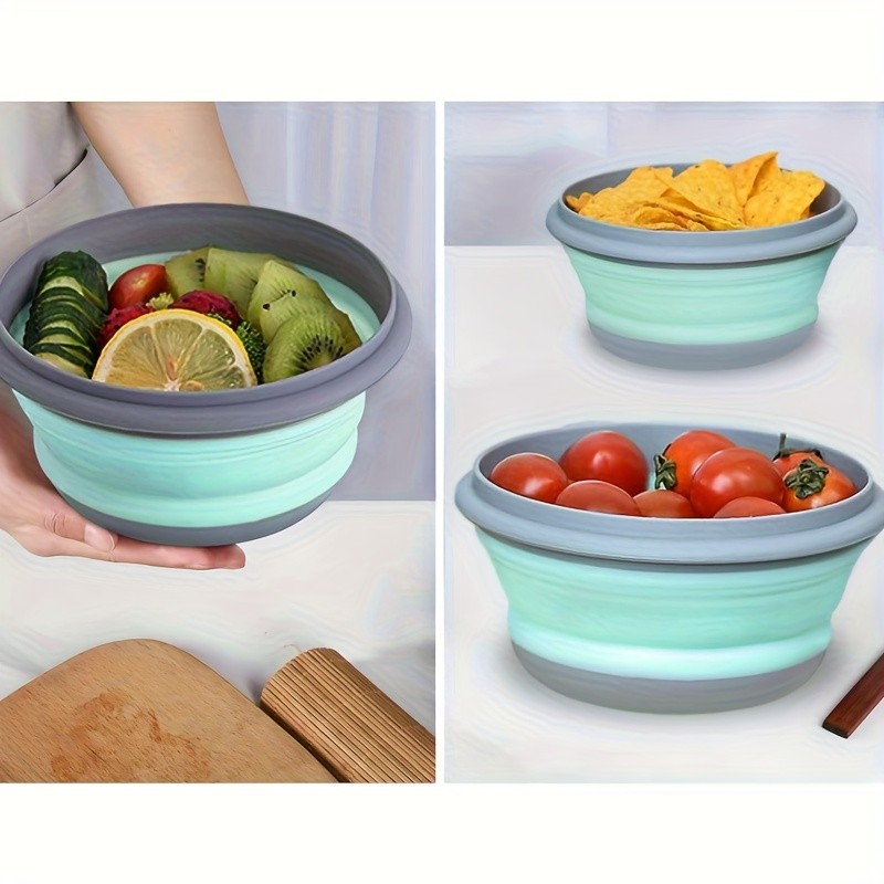 FARIDABIO Silicone Folding Bowls with Lid  Portable and Expandable Food Storage for Outdoor Adventures