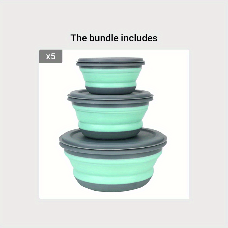 FARIDABIO Silicone Folding Bowls with Lid  Portable and Expandable Food Storage for Outdoor Adventures