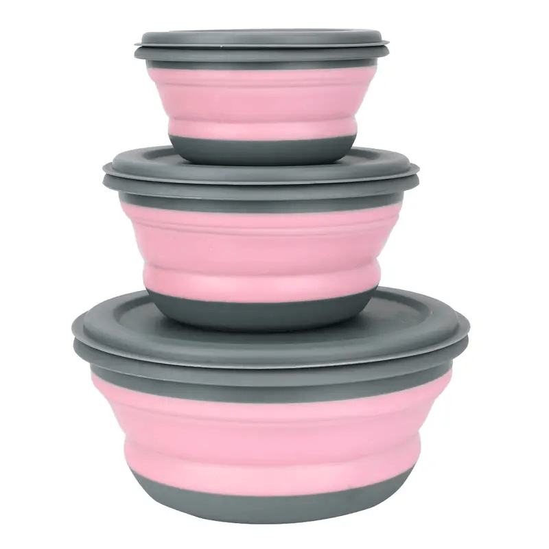 FARIDABIO Silicone Folding Bowls with Lid  Portable and Expandable Food Storage for Outdoor Adventures