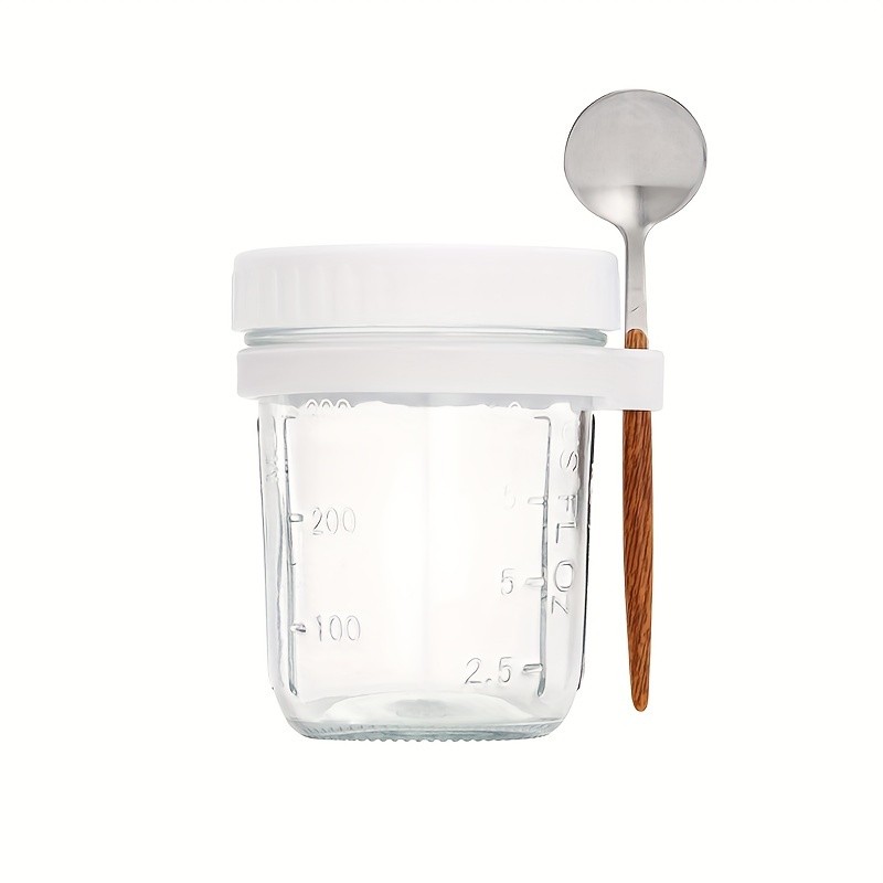FARIDABIO 12oz Overnight Oat Cup  Portable Glass Container with Lid and Spoon for On-the-Go Breakfast