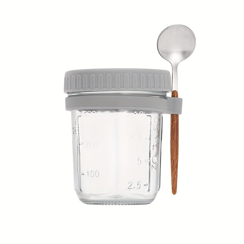 FARIDABIO 12oz Overnight Oat Cup  Portable Glass Container with Lid and Spoon for On-the-Go Breakfast