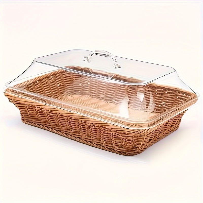 FARIDABIO Bread Basket with Clear Acrylic Lid  Stylish and Durable Food Storage for Pastries and Desserts