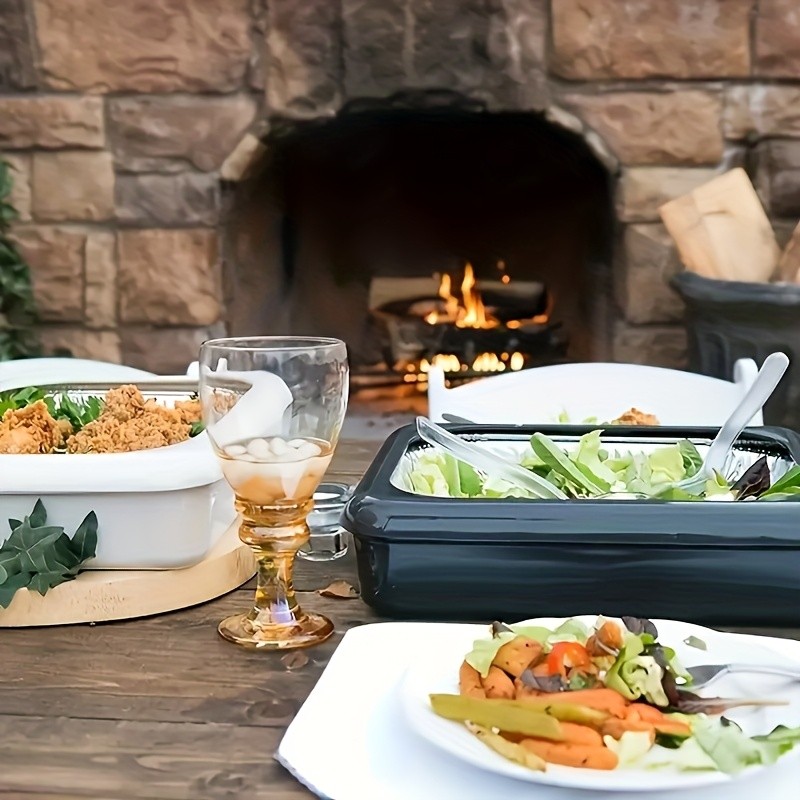 FARIDABIO 2-in-1 Aluminum Foil Tray with Heat Preservation  Stackable Serving Tray for Salads, BBQs, and More