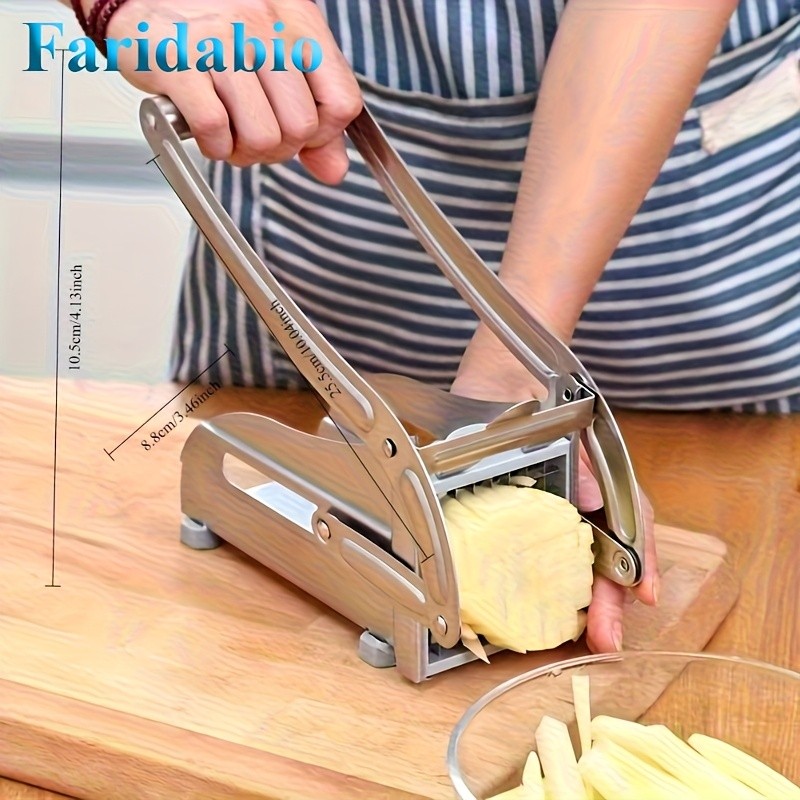 FARIDABIO Stainless Steel Fruit Cutting Machine  Manual French Fry Cutter and Vegetable Chopper