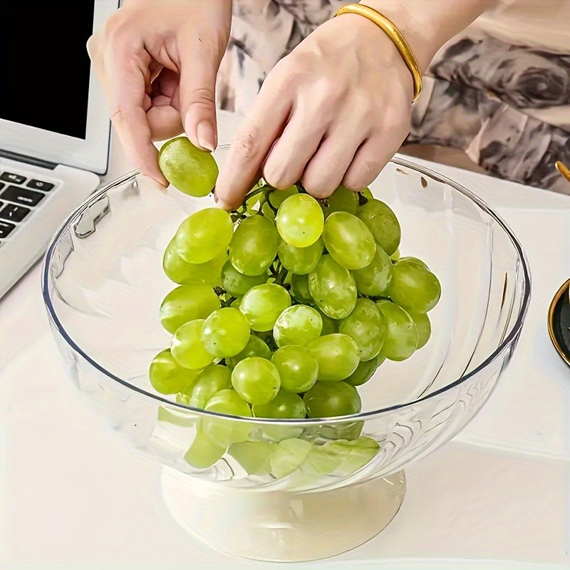 FARIDABIO Versatile Countertop Fruit Tray  Fruit Bowl with Lid and Drainage Holes