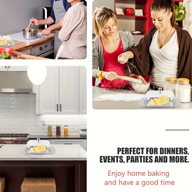 FARIDABIO Premium Butter Dish  Stainless Steel Butter Keeper with Plastic Cover