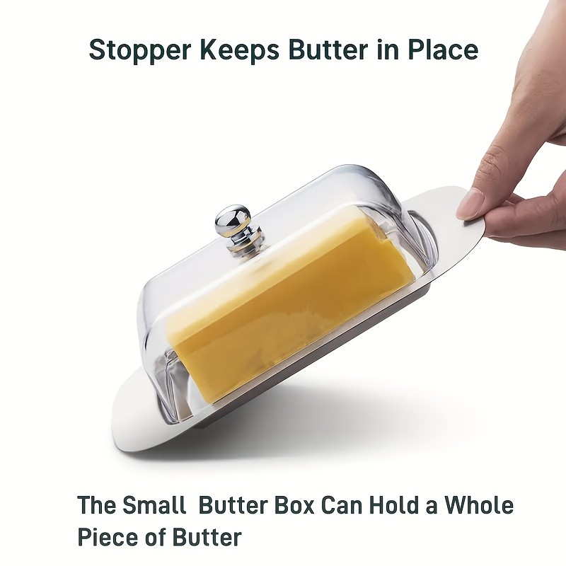 FARIDABIO Premium Butter Dish  Stainless Steel Butter Keeper with Plastic Cover