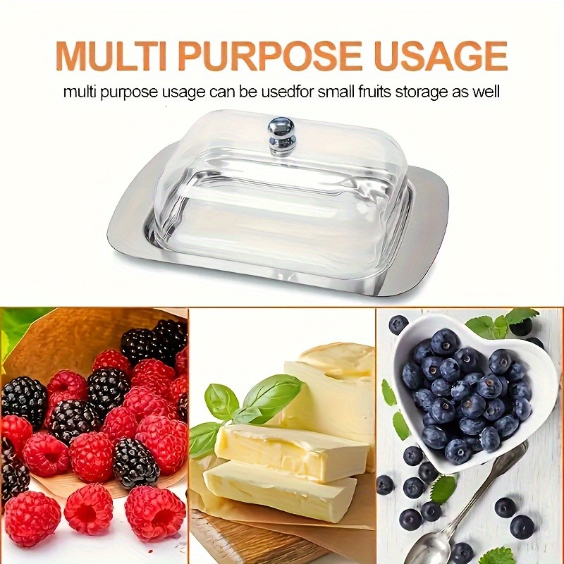 FARIDABIO Premium Butter Dish  Stainless Steel Butter Keeper with Plastic Cover
