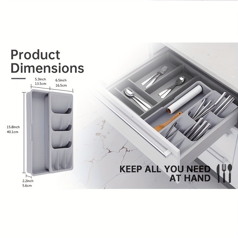 FARIDABIO Expandable Silverware Organizer Tray  Versatile Utensil Holder for Kitchen Drawers