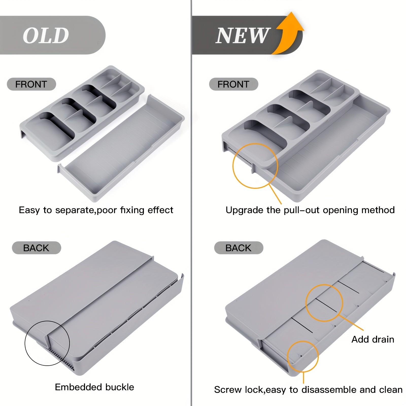 FARIDABIO Expandable Silverware Organizer Tray  Versatile Utensil Holder for Kitchen Drawers