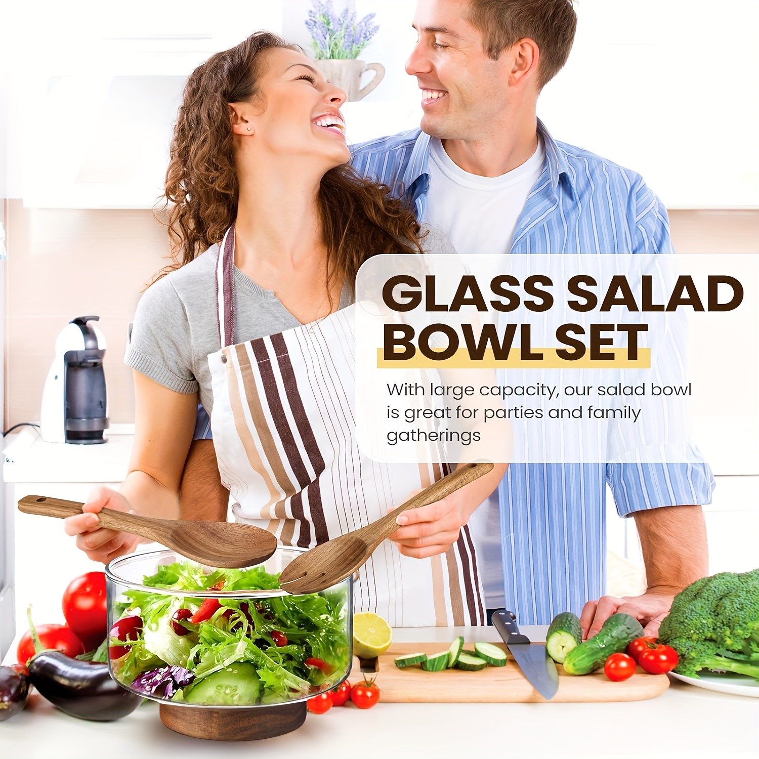 FARIDABIO Clear Glass Salad Bowl  Nordic Modern Dining Bowl for Home and Restaurant