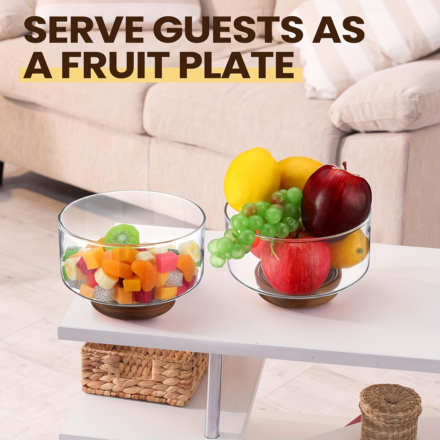 FARIDABIO Clear Glass Salad Bowl  Nordic Modern Dining Bowl for Home and Restaurant