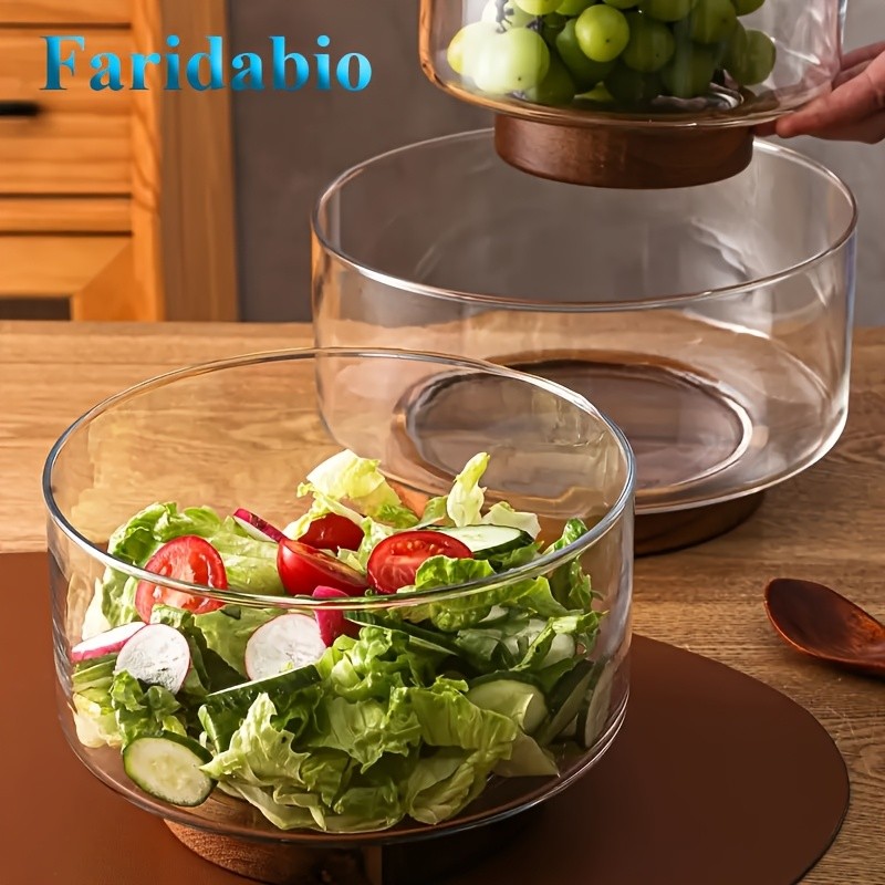 FARIDABIO Clear Glass Salad Bowl  Nordic Modern Dining Bowl for Home and Restaurant