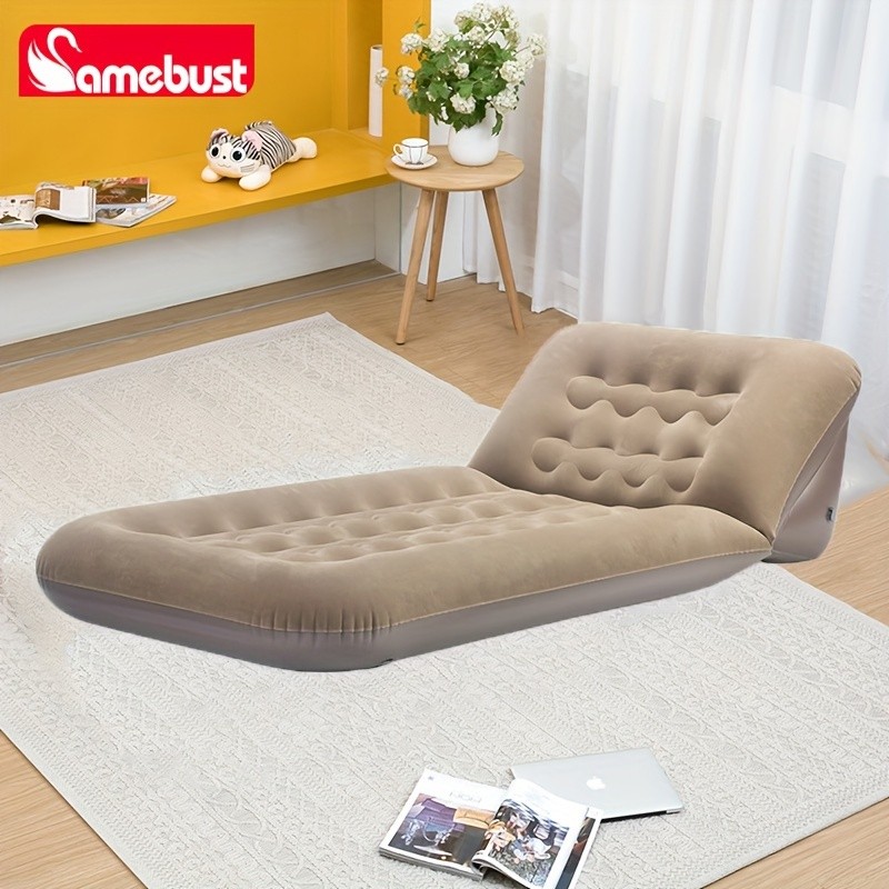 CAMEBUST Inflatable Flocking Sofa  Adjustable Single Foldable Airbed Mattress for Home and Outdoor Relaxation