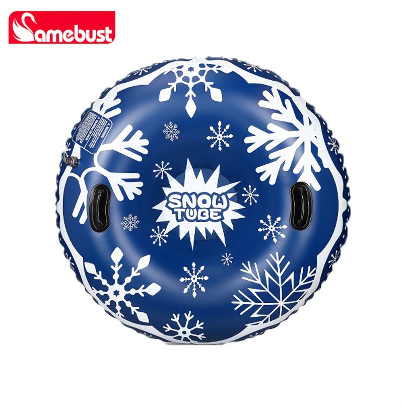 CAMEBUST 47-Inch Black Inflatable Snow Tube  Durable PVC White Snow Sled for Family Fun