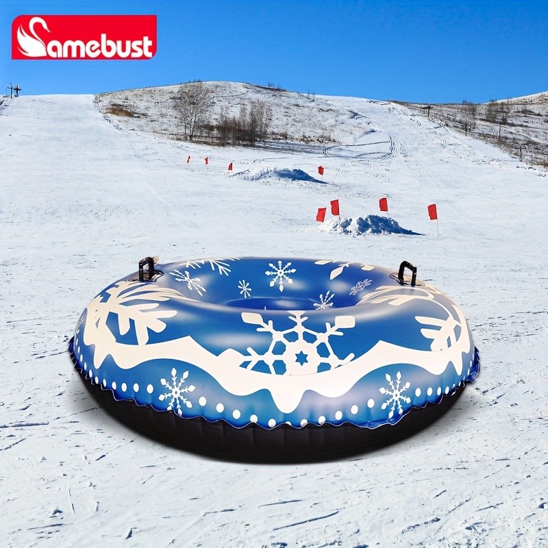 CAMEBUST 119.38cm Inflatable Snow Tube with Dual Handles  Heavy-Duty Snow Sled for Winter Fun