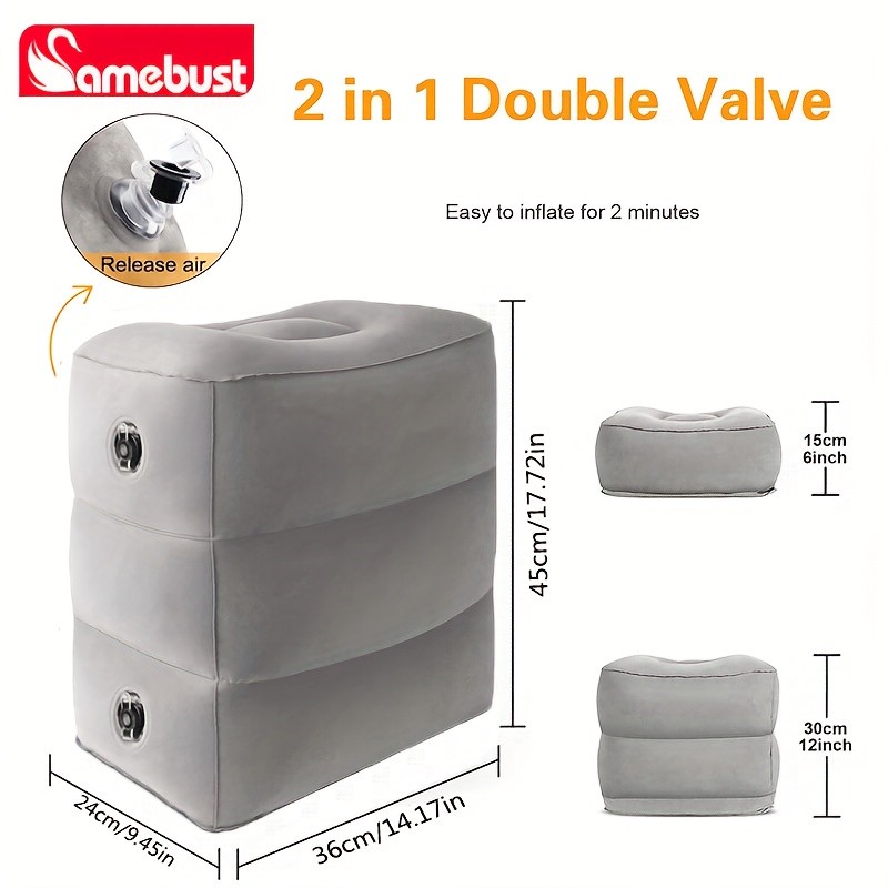 CAMEBUST Inflatable Foot Rest Pillow Adjustable Cushion for Travel, Airplane, and Car Comfort
