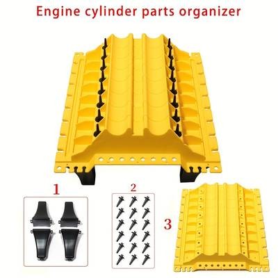 PMMJ Yellow Engine Cylinder Cover Valve Organizer Stand  Durable Plastic Engine Parts Holder for DIY Enthusiasts