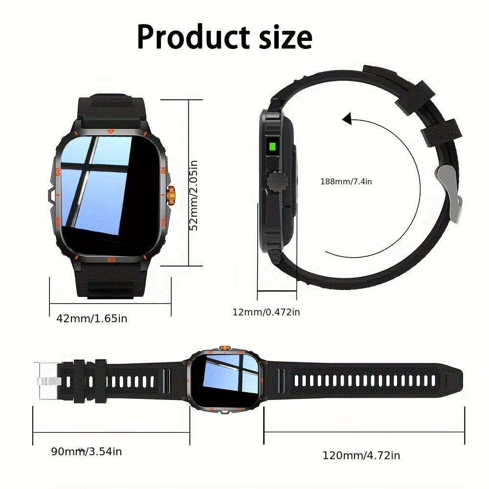 ERUN Mens Smartwatch  2.01-Inch Full Touchscreen Smartwatch with Wireless Call/Answer, Sports Modes, and Music Controls