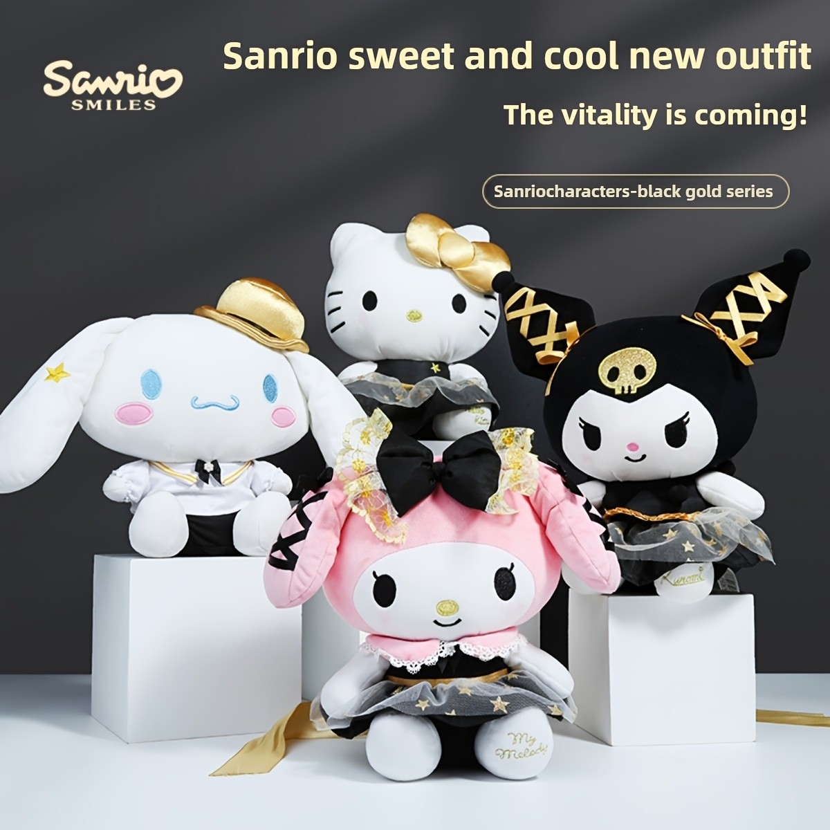 Charming Black & Golden Plush Doll