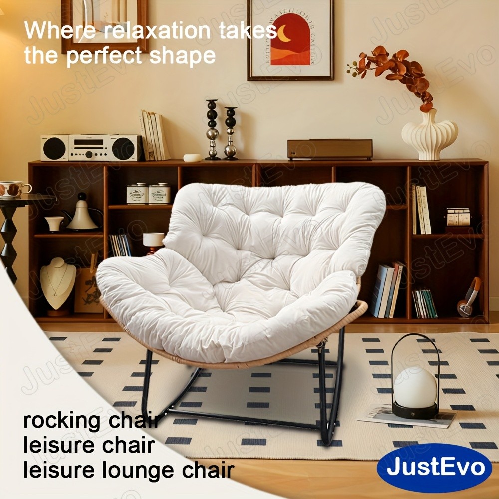 JUSTEVO Extra Large Comfortable Rocking Chair  Ergonomic Recliner with Adjustable Headrest for Ultimate Relaxation