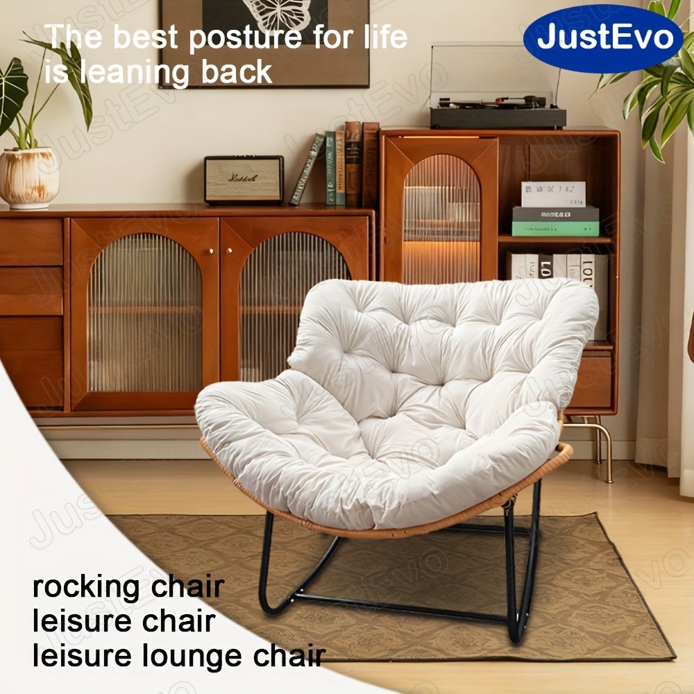 JUSTEVO Extra Large Comfortable Rocking Chair  Ergonomic Recliner with Adjustable Headrest for Ultimate Relaxation