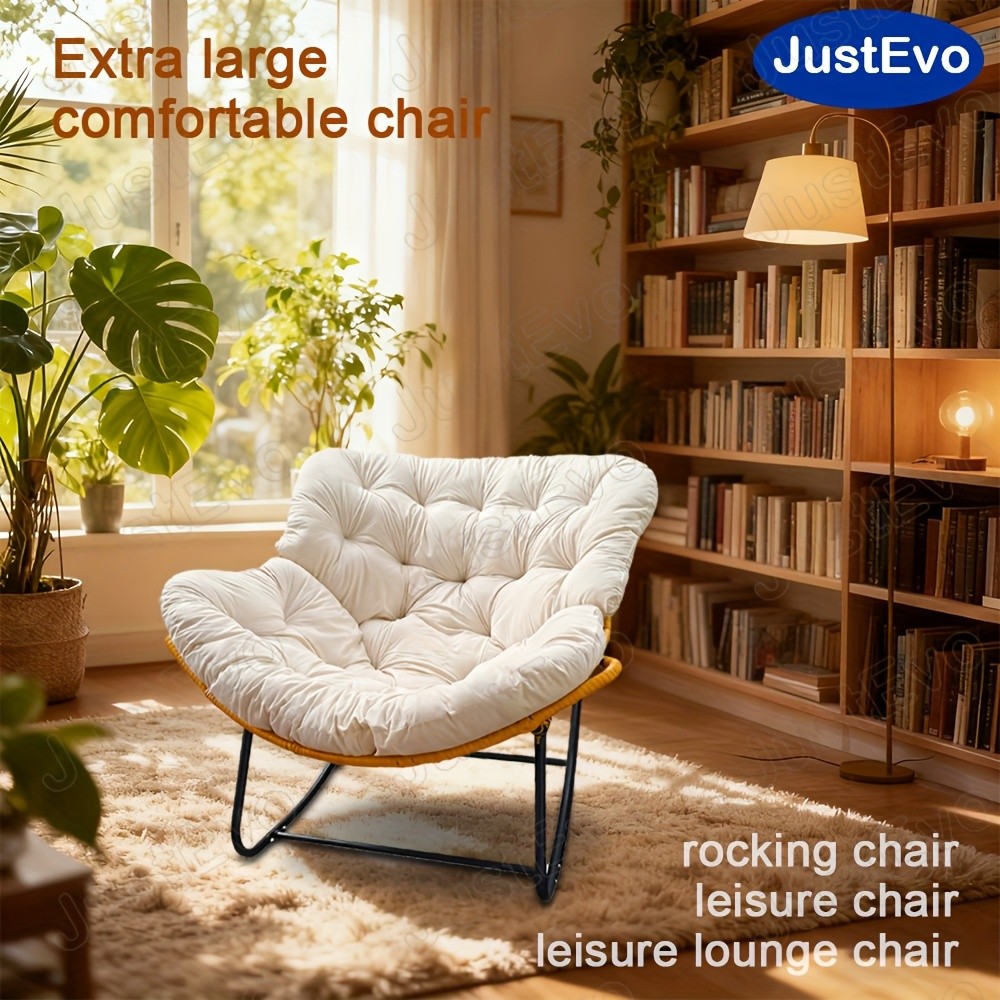 JUSTEVO Extra Large Comfortable Rocking Chair  Ergonomic Recliner with Adjustable Headrest for Ultimate Relaxation