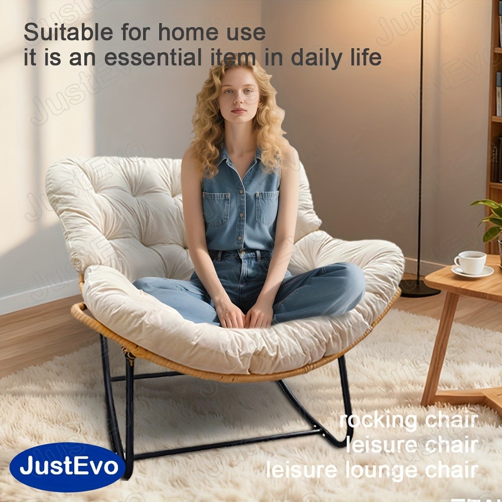 JUSTEVO Extra Large Comfortable Rocking Chair  Ergonomic Recliner with Adjustable Headrest for Ultimate Relaxation
