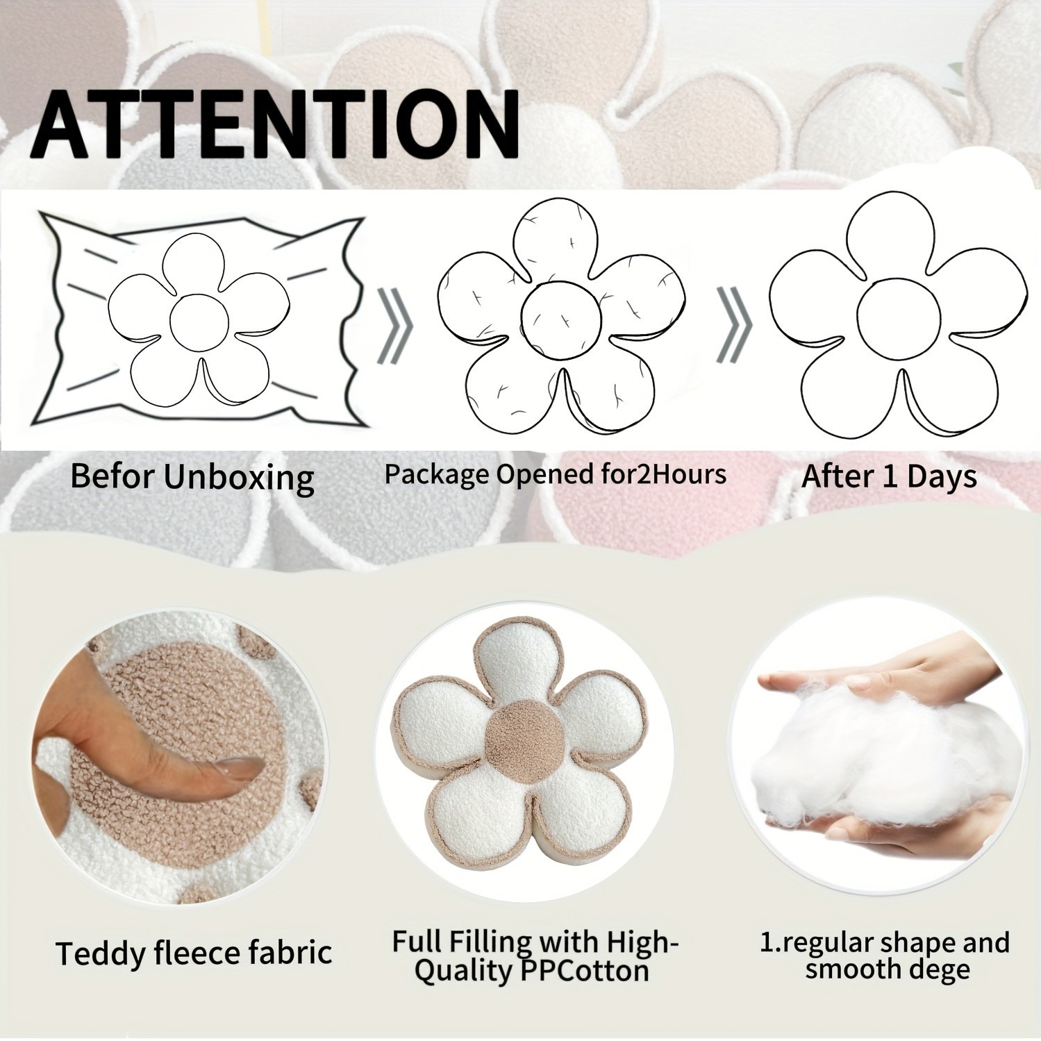 YLBKIKR Chic Geometric Flower Throw Pillow Soft and Washable Cushion for Bed and Sofa Decor