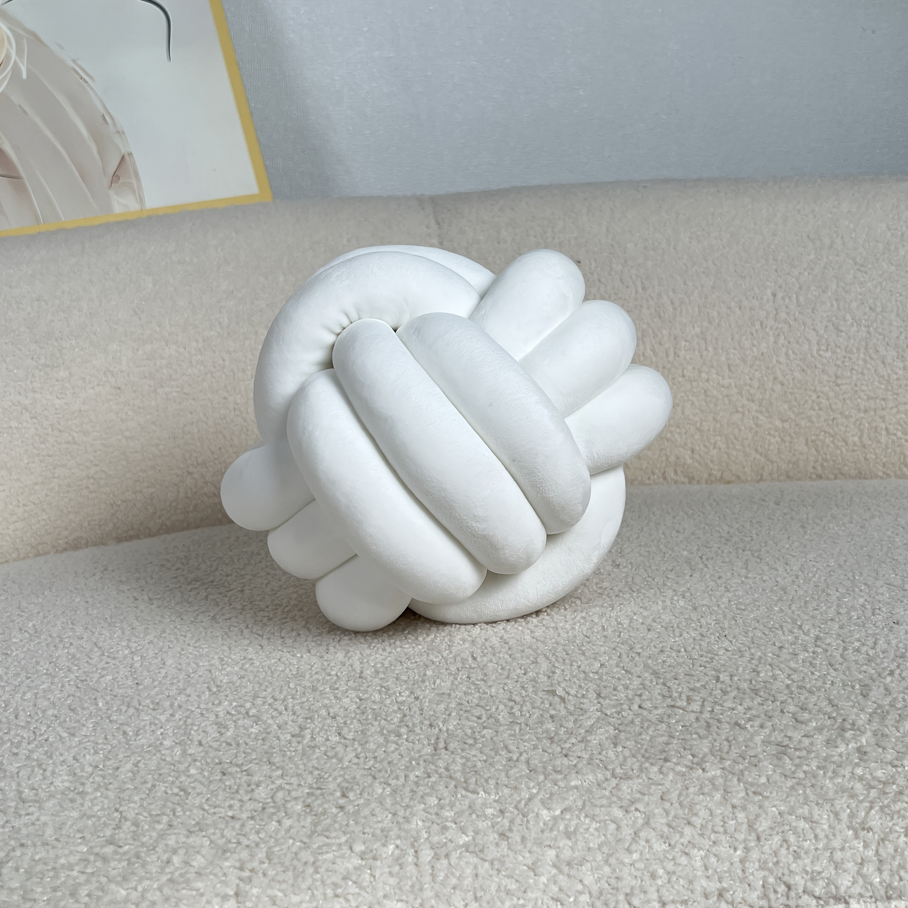 YLBKIKR Handwoven Knot Ball Pillow  Soft, Quilted Texture for Sofa, Bed, and Chair Comfort with Minimalist Boho Style