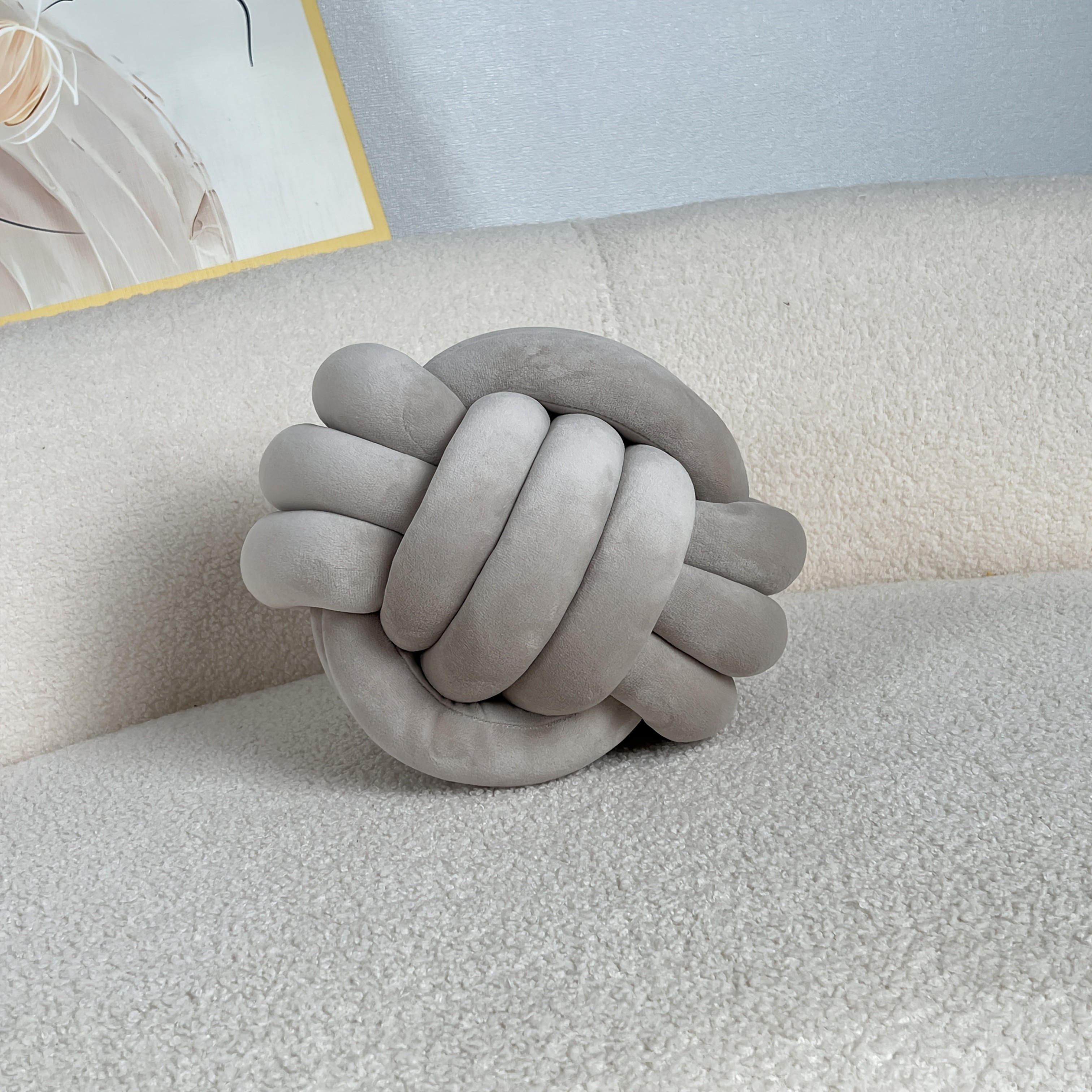 YLBKIKR Handwoven Knot Ball Pillow  Soft, Quilted Texture for Sofa, Bed, and Chair Comfort with Minimalist Boho Style